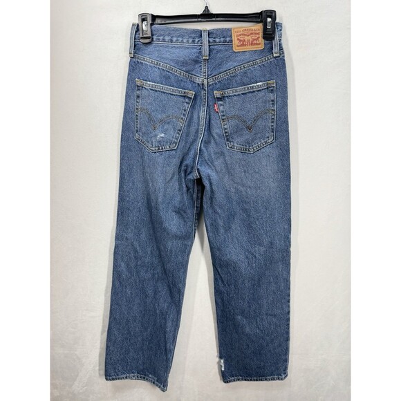 Levis Ribcage Straight Ankle High Rise Jeans Womens 25x27 Distressed Button Fly - Picture 3 of 12